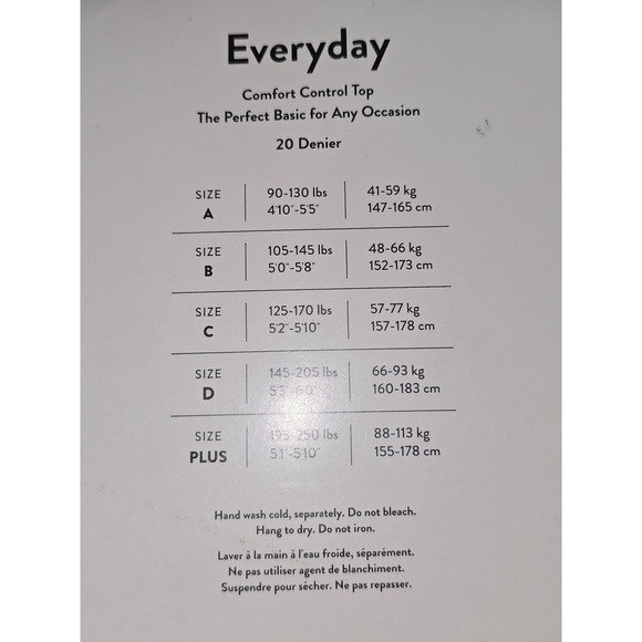Nordstrom Everyday Tights Comfort Control Top 20 Denier Hosiery‎ Size C - Picture 3 of 4